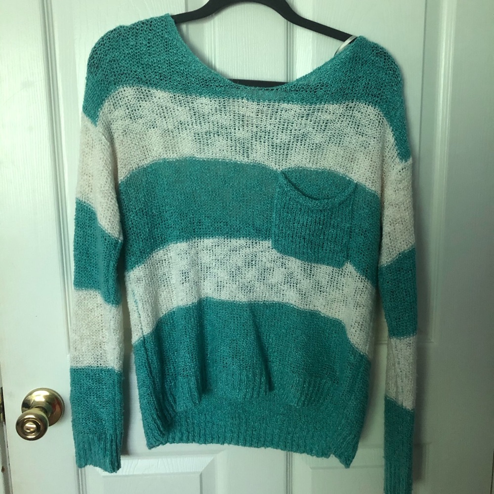 Blue and white sweater